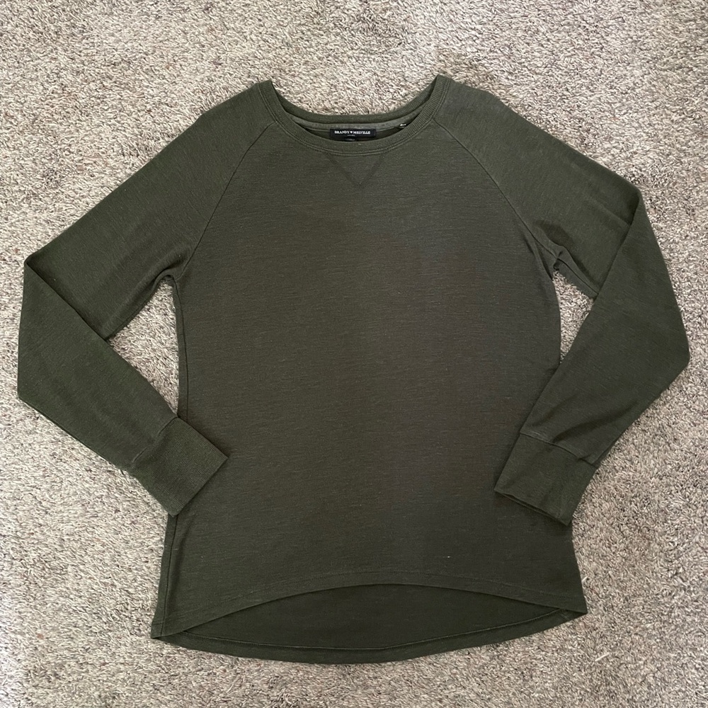 Brandy Melville Green Crewneck Long Sleeve Shirt Top
